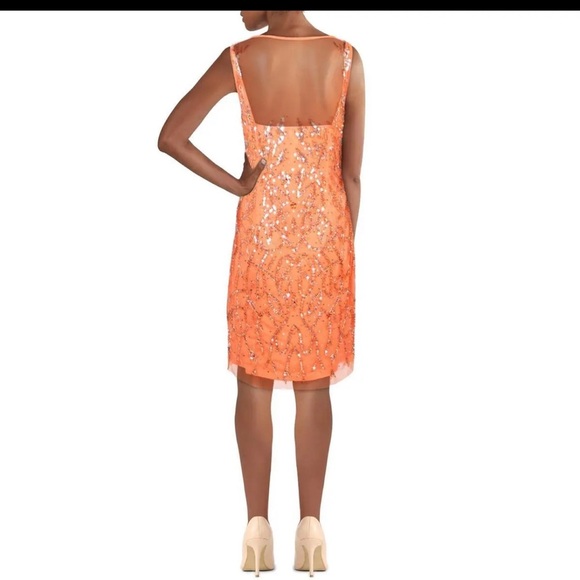 Women’s Formal Dress Size 12 MARINA Orange Beaded Midi Cocktail Party Gown NEW - Picture 13 of 13